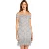 image:imageAdrianna Papell Womens Beaded Off Shoulder GownBridal Silver