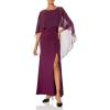 image:imageAdrianna Papell Womens Chiffon Capelet Jersey GownShiraz