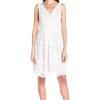 image:imageAdrianna Papell Womens Deep VNeck Fit and Flare Medallion LaceWhite