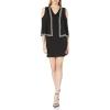 image:imageAdrianna Papell Womens Embroidered Cold Shoulder Knit Crop Sheath