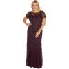 image:imageAdrianna Papell Womens Plus Size ShortSleeve Floral Beaded Godet Gown Night Plum