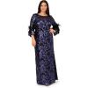 image:imageAdrianna Papell Womens Sequin Embroidered GownBlackBlue