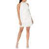 image:imageAidan Mattox Womens Mock Neck Halter Beaded Swing DressIvorySilver