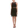 image:imageAidan by Aidan Mattox Womens Crepe Fringe Cocktail Dress with Illusion Cutout DetailBlack