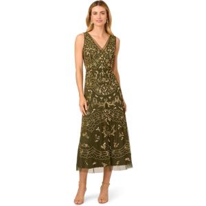 image:imageAdrianna Papell Womens Beaded Ankle Length DressOlive