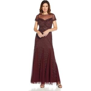 image:imageAdrianna Papell Womens Beaded Long GownDark Burgundy