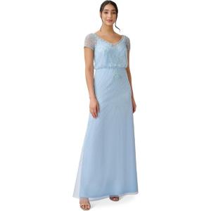 image:imageAdrianna Papell Womens Beaded Long GownElegant Sky