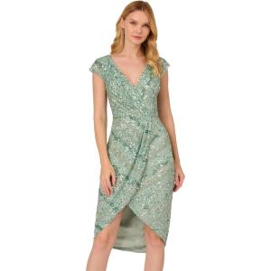 image:imageAdrianna Papell Womens Beaded Mesh DressSpecial Occasion DressIcy Sage