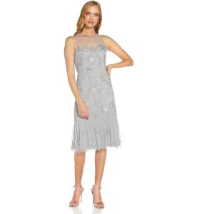 image:imageAdrianna Papell Womens Beaded Tea Length DressSilver Mist