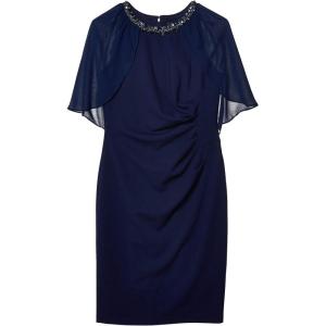 image:imageAdrianna Papell Womens Chiffon Capelet Short SheathLight Navy