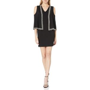image:imageAdrianna Papell Womens Embroidered Cold Shoulder Knit Crop Sheath