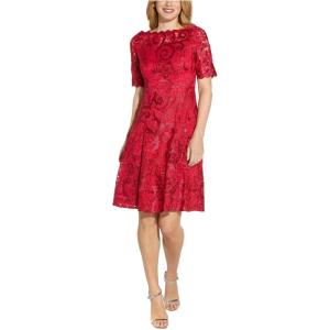 image:imageAdrianna Papell Womens Embroidered Lace Midi DressWarm Cherry