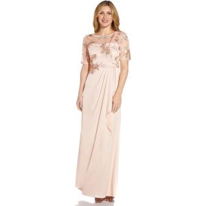 image:imageAdrianna Papell Womens Embroidery Crepe Satin GownJoyful Blush