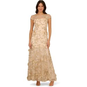 image:imageAdrianna Papell Womens Floral Embroidered Godet GownChampagne