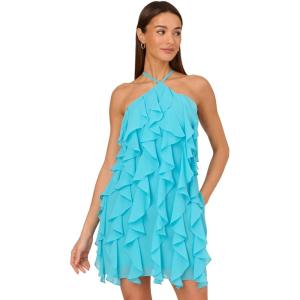 image:imageAdrianna Papell Womens Poly Chiffon Mini DressAzure Blue