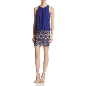 image:imageAidan Mattox Womens Chiffon Halter Bouson Bodice with Lace SkirtNavy