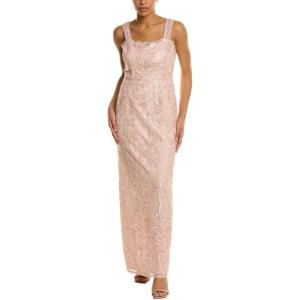 image:imageRibbon Embroidered Long Column Gown In BlushBlush