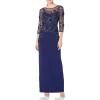 image:imageAdrianna Papell Womens Beaded Illusion Column GownLight Navy