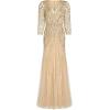 image:imageAdrianna Papell Womens Beaded Mesh Godet GownSilverNude