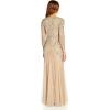 image:imageAdrianna Papell Womens Beaded Mesh Godet GownSilverNude