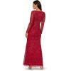 image:imageAdrianna Papell Womens Long Sleeve Bead Long DressCranberry