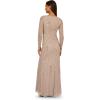 image:imageAdrianna Papell Womens Long Sleeve Bead Long DressMarble