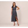 image:imageAdrianna Papell Womens Metallic Crinkle GownNavySilver