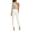 image:imageAdrianna Papell Womens PlusSize One Shoulder Crepe Melania Jumpsuit PlusSilverIvory