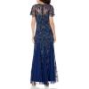 image:imageWomens Flutter Sleeve Beaded GownNavy