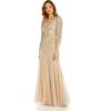 image:imageAdrianna Papell Womens Beaded Mesh Godet GownSilverNude