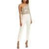 image:imageAdrianna Papell Womens PlusSize One Shoulder Crepe Melania Jumpsuit PlusSilverIvory