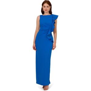 image:imageAdrianna Papell Womens Knit Crepe Ruffle GownCool Cobalt
