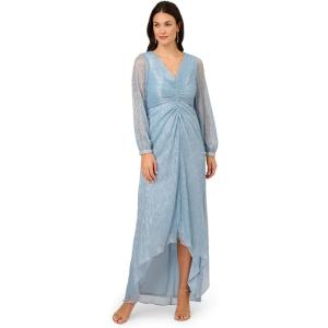 image:imageAdrianna Papell Womens Metallic Crinkle GownBelize Blue