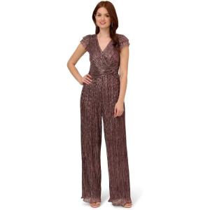 image:imageAdrianna Papell Womens Metallic Crinkle JumpsuitPlum