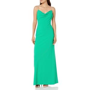 image:imageAidan Mattox Womens Knit Crepe Cowl Neck GownSummer Green
