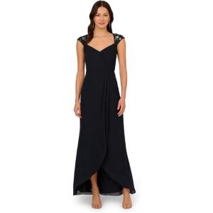 image:imageAdrianna Papell Womens Bead Yoke Chiffon DressViolet Cobalt