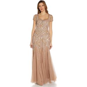 image:imageAdrianna Papell Womens Beaded Sweetheart Godet GownRose Gold