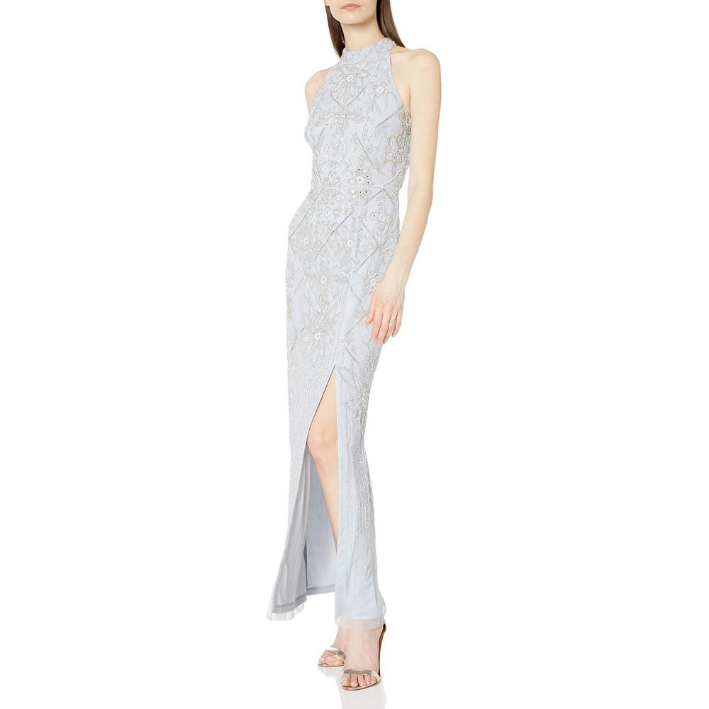 Adrianna Papell Women’s Beaded Column Gown(Glacier) - Adrianna Papell ...