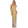 image:imageAdrianna Papell Beaded Halter Long Dress SilverGold