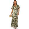 image:imageAdrianna Papell Foil Leaf Draped Gown NavyGoldGreen PineGold