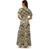 image:imageAdrianna Papell Foil Leaf Draped Gown NavyGoldGreen PineGold