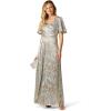 image:imageAdrianna Papell Foil Leaf Draped Gown NavyGoldLight BlueGold