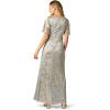 image:imageAdrianna Papell Foil Leaf Draped Gown NavyGoldLight BlueGold