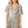 image:imageAdrianna Papell Foil Leaf Draped Gown NavyGoldLight BlueGold