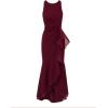 image:imageAdrianna Papell Ruffle Crepe Halter Gown Radiant FuchsiaCabernet