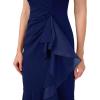 image:imageAdrianna Papell Ruffle Crepe Halter Gown Radiant FuchsiaNavy Sateen