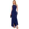 image:imageAdrianna Papell Ruffle Crepe Halter Gown Radiant FuchsiaNavy Sateen