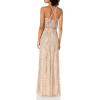 image:imageAdrianna Papell Womens Beaded Blouson Gown with Spaghetti StrapsTaupePink