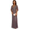 image:imageAdrianna Papell Womens Beaded Cape Sleeve Long DressMoonscape