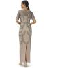 image:imageAdrianna Papell Womens Beaded Elbow Sleeve Gown Plus SizeSterlingNude